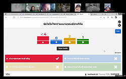 通过 LINE VDO CALL 组织活动，通过 kahoot.it 游戏审查内容，4/5 年级